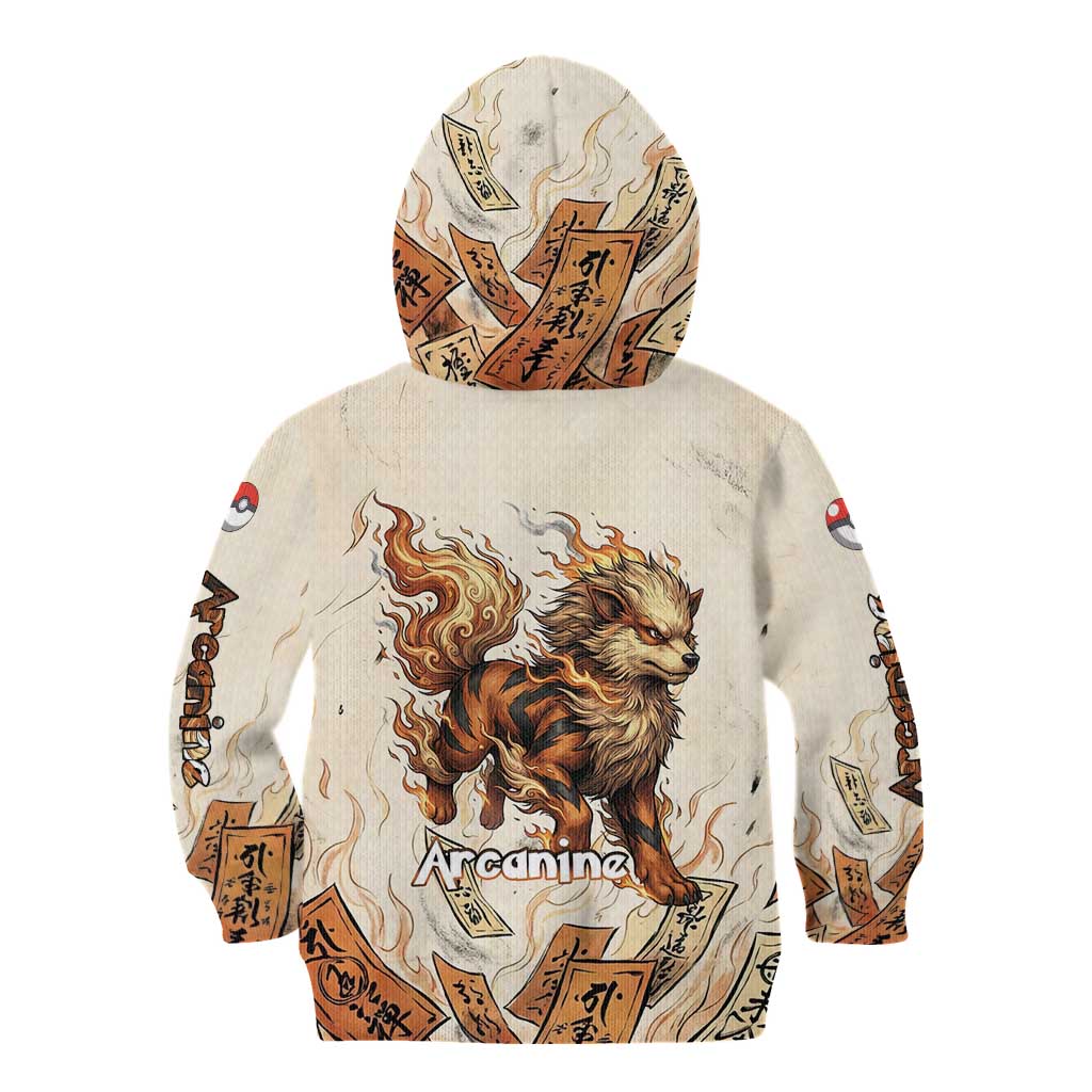 Arcanine Kid Hoodie Japanese Spell Tag Fire Art