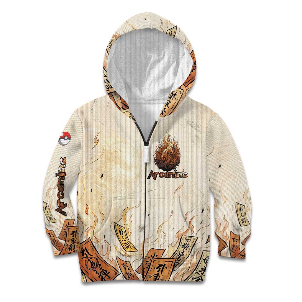 Arcanine Kid Hoodie Japanese Spell Tag Fire Art