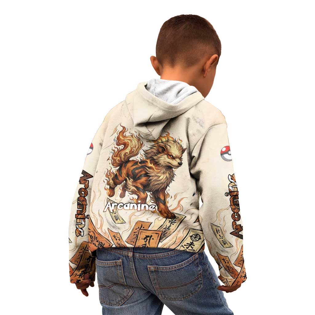 Arcanine Kid Hoodie Japanese Spell Tag Fire Art