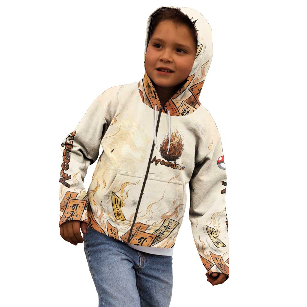 Arcanine Kid Hoodie Japanese Spell Tag Fire Art