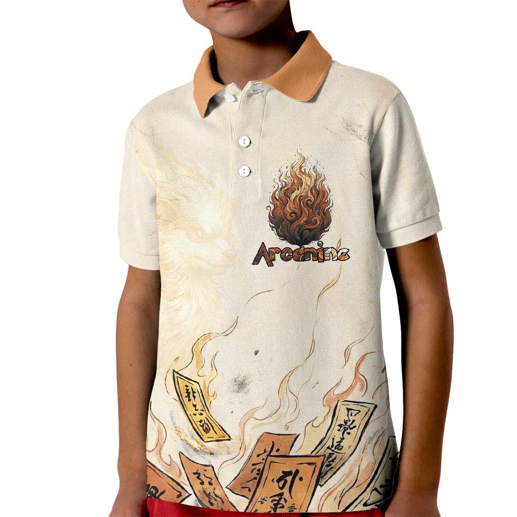Arcanine Kid Polo Shirt Japanese Spell Tag Fire Art