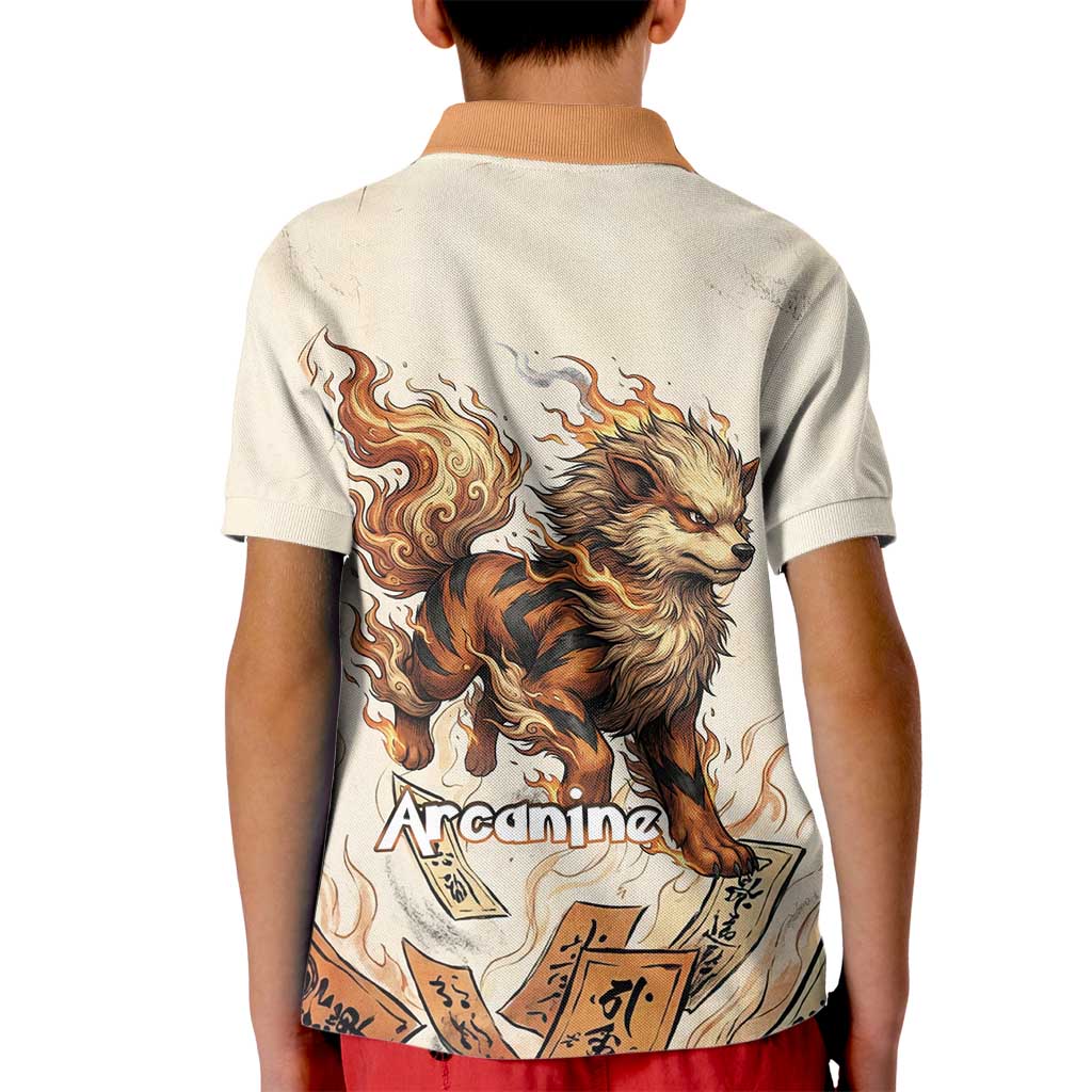 Arcanine Kid Polo Shirt Japanese Spell Tag Fire Art