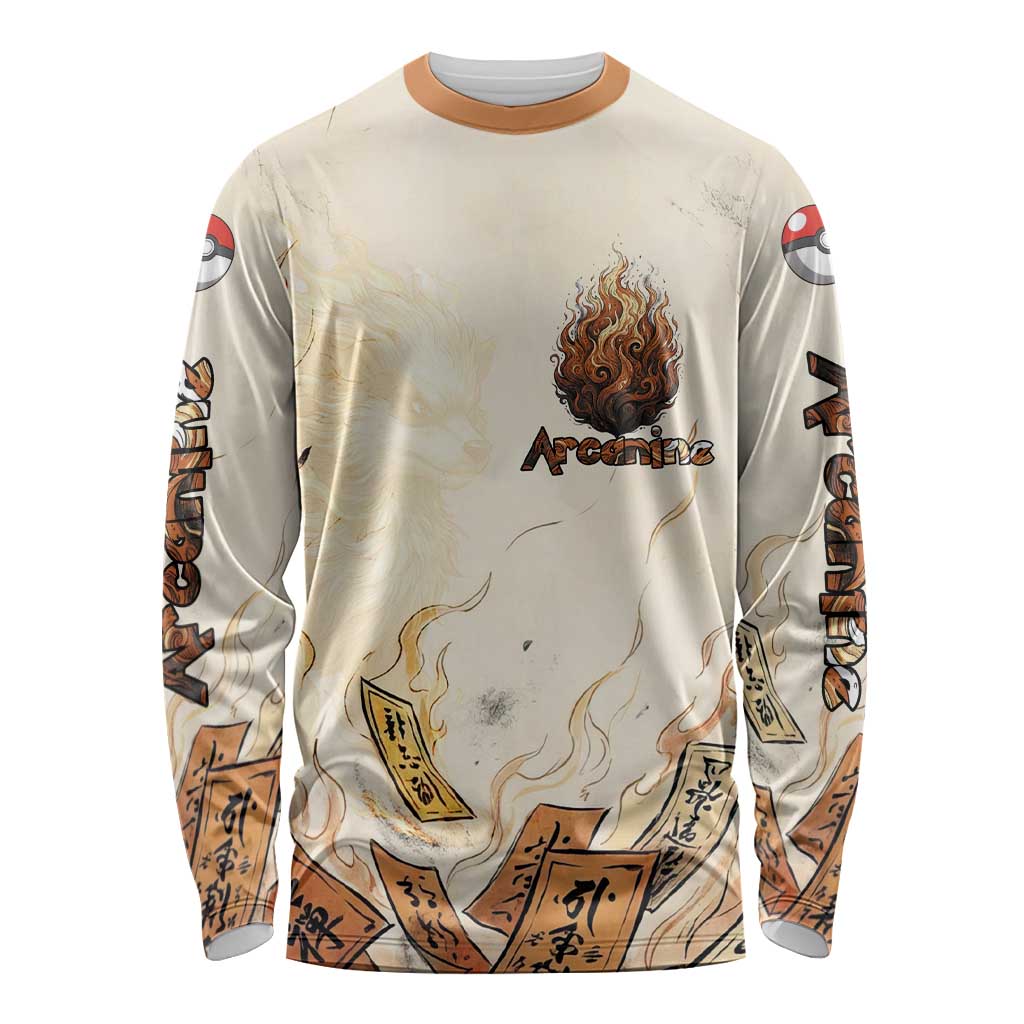 Arcanine Long Sleeve Shirt Japanese Spell Tag Fire Art