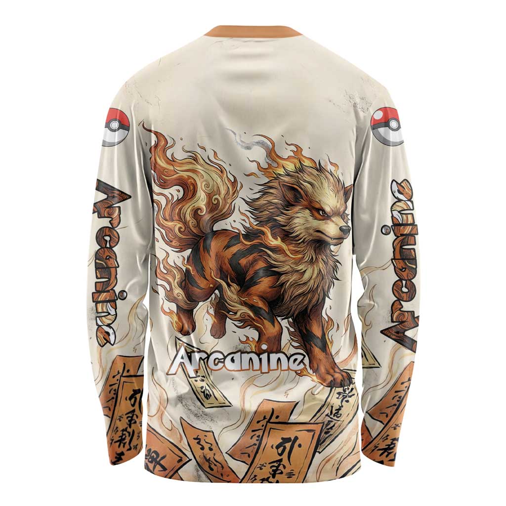 Arcanine Long Sleeve Shirt Japanese Spell Tag Fire Art