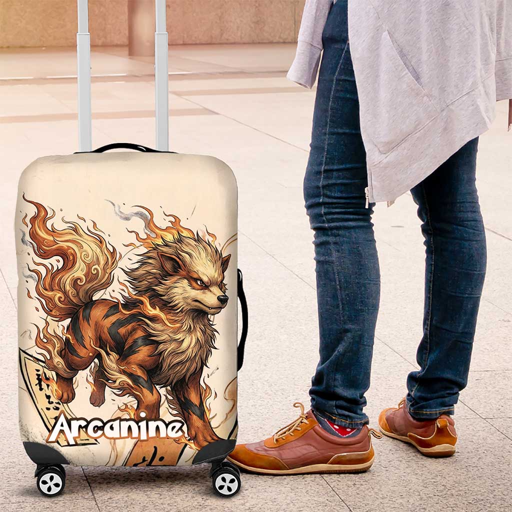 Arcanine Luggage Cover Japanese Spell Tag Fire Art