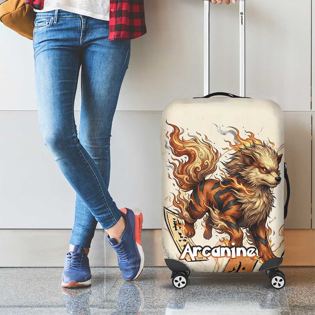 Arcanine Luggage Cover Japanese Spell Tag Fire Art