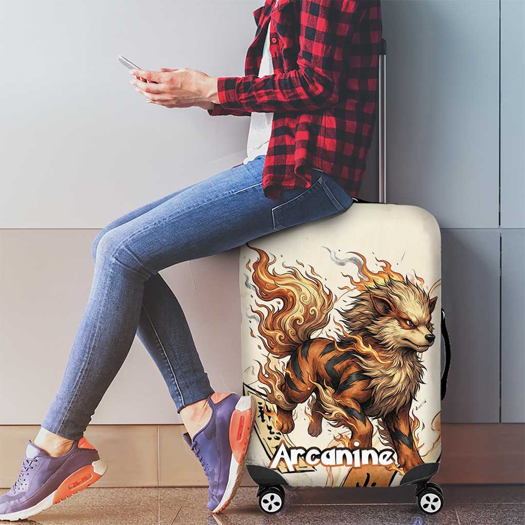 Arcanine Luggage Cover Japanese Spell Tag Fire Art