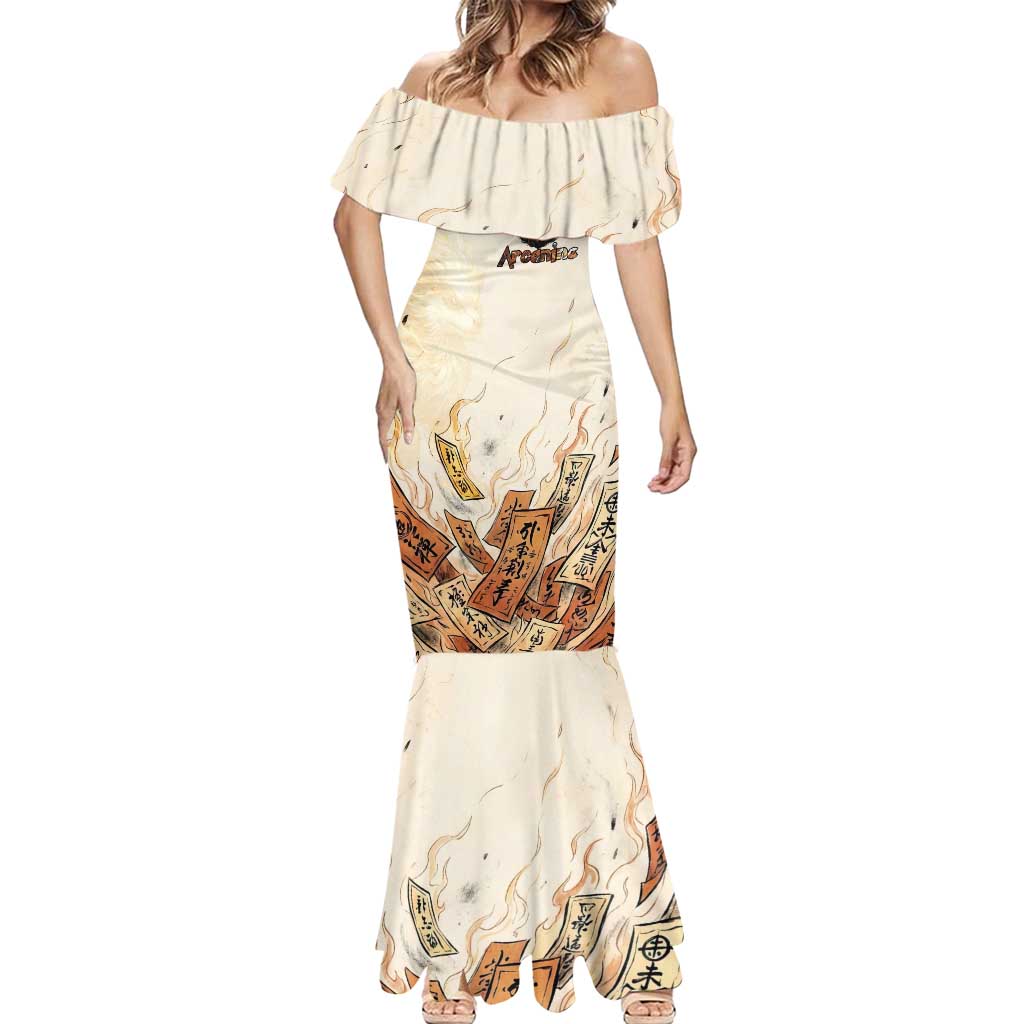 Arcanine Mermaid Dress Japanese Spell Tag Fire Art