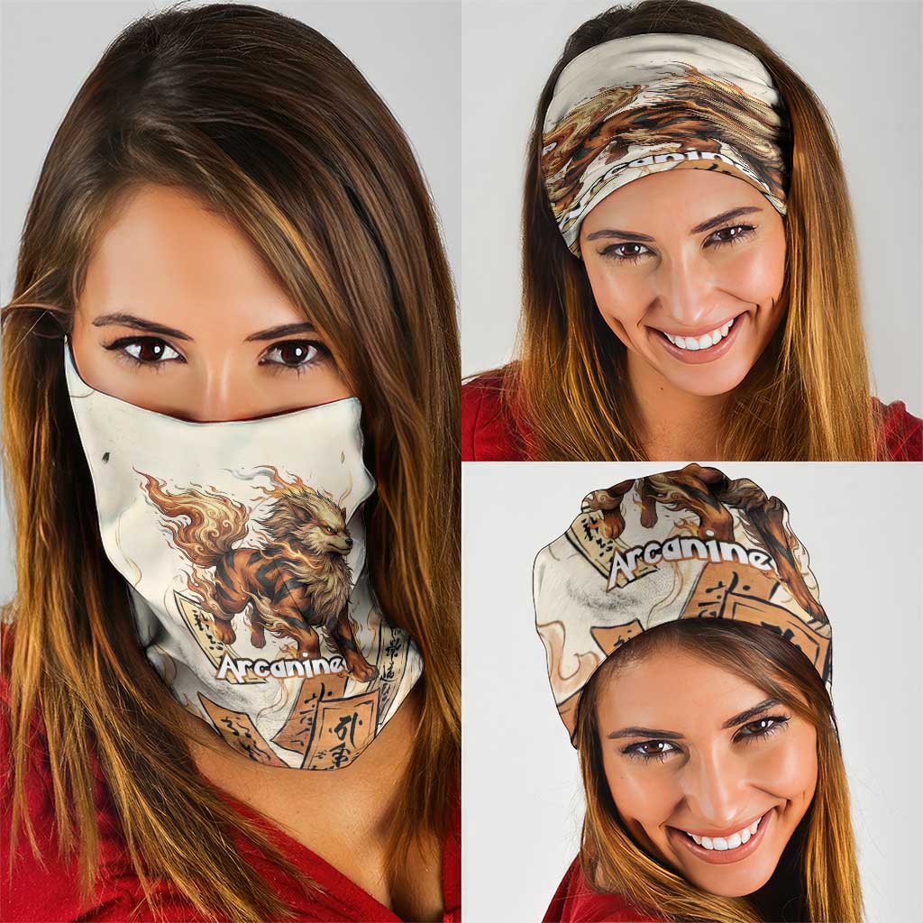 Arcanine Neck Gaiter Japanese Spell Tag Fire Art