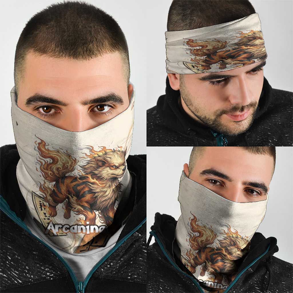 Arcanine Neck Gaiter Japanese Spell Tag Fire Art