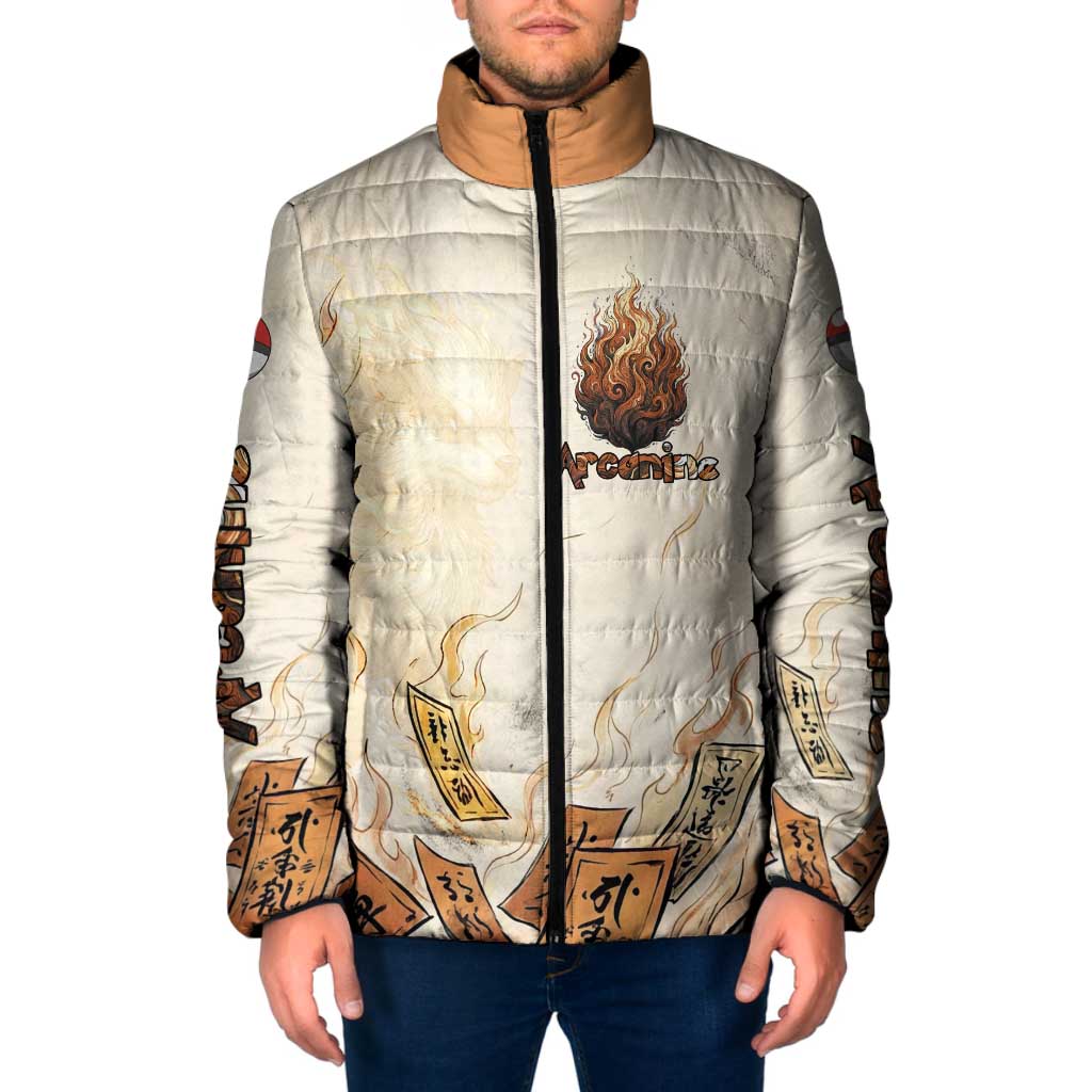 Arcanine Padded Jacket Japanese Spell Tag Fire Art