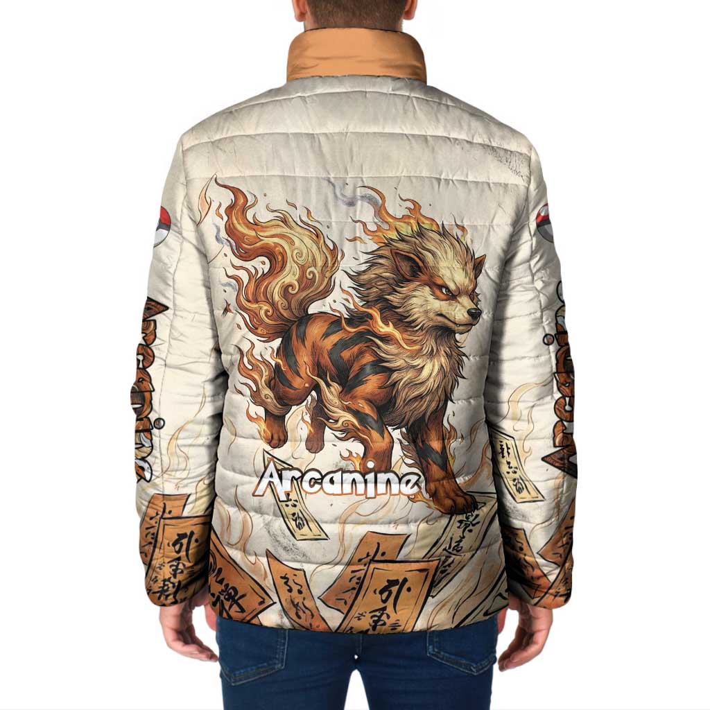 Arcanine Padded Jacket Japanese Spell Tag Fire Art