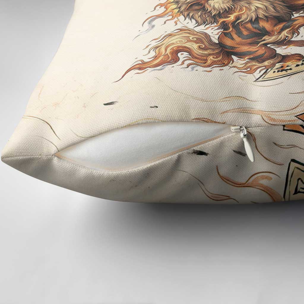 Arcanine Pillow Cover Japanese Spell Tag Fire Art