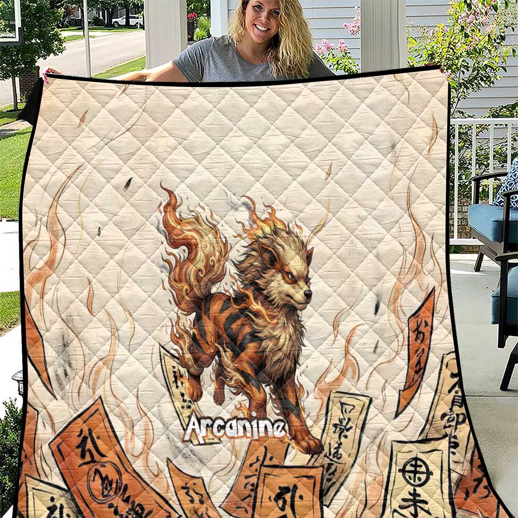 Arcanine Quilt Japanese Spell Tag Fire Art