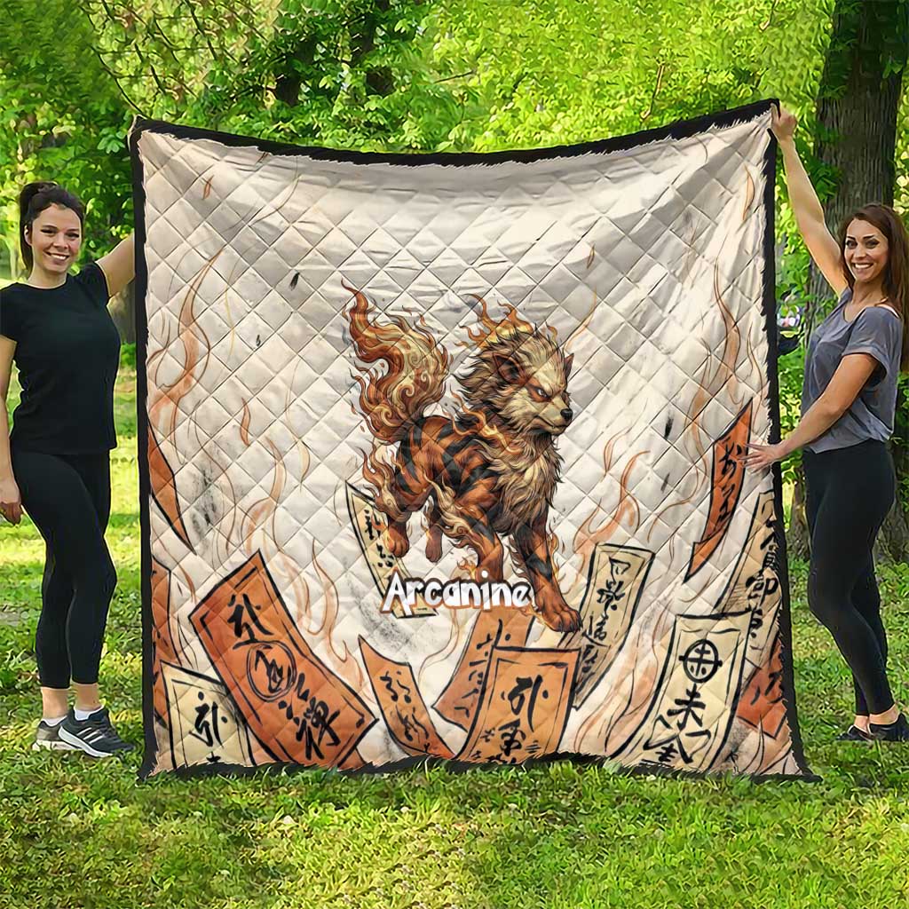 Arcanine Quilt Japanese Spell Tag Fire Art