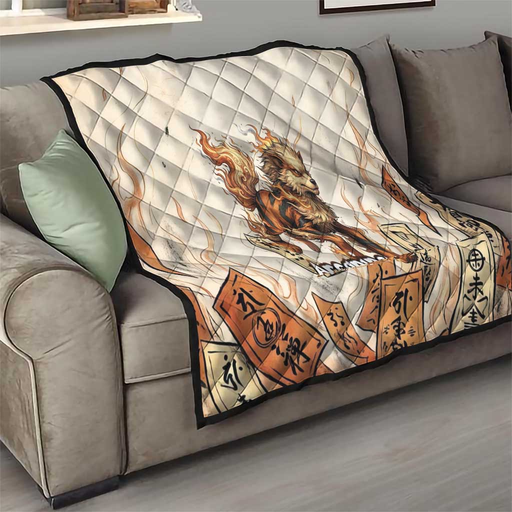 Arcanine Quilt Japanese Spell Tag Fire Art
