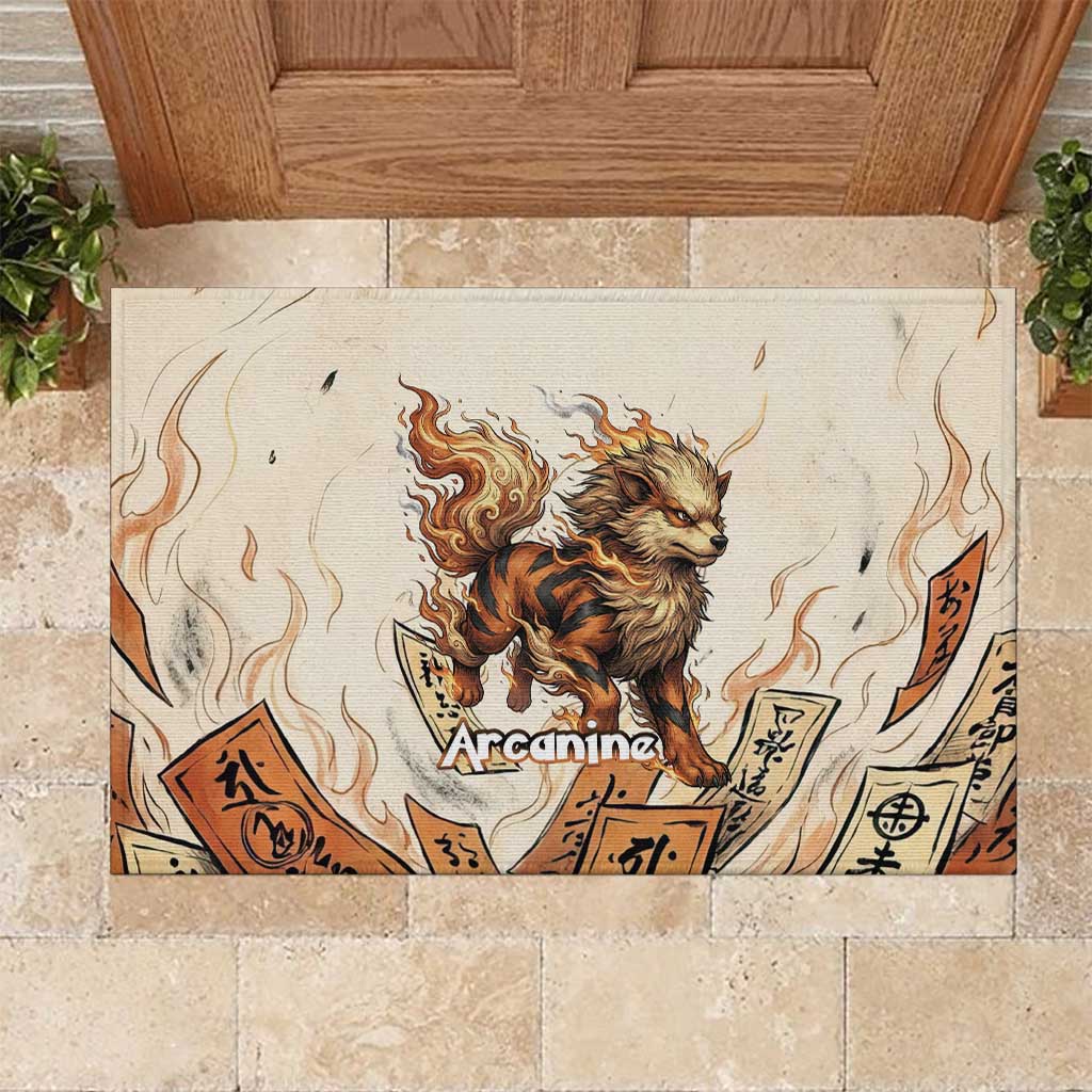 Arcanine Rubber Doormat Japanese Spell Tag Fire Art