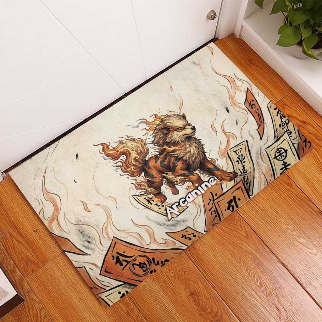 Arcanine Rubber Doormat Japanese Spell Tag Fire Art