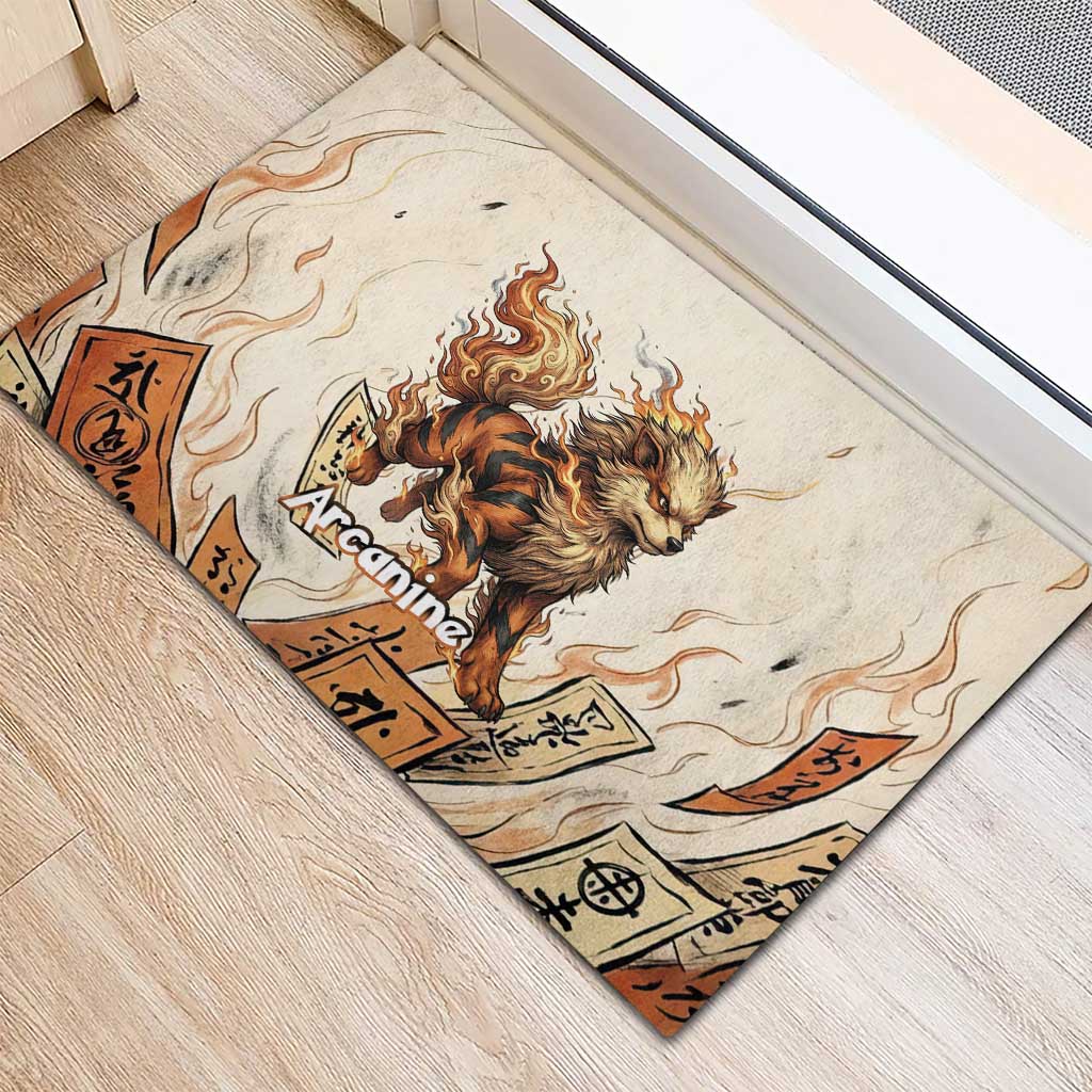 Arcanine Rubber Doormat Japanese Spell Tag Fire Art