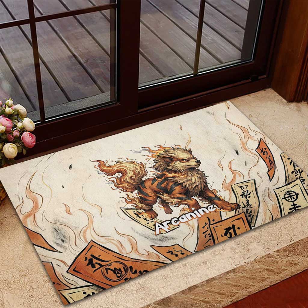 Arcanine Rubber Doormat Japanese Spell Tag Fire Art