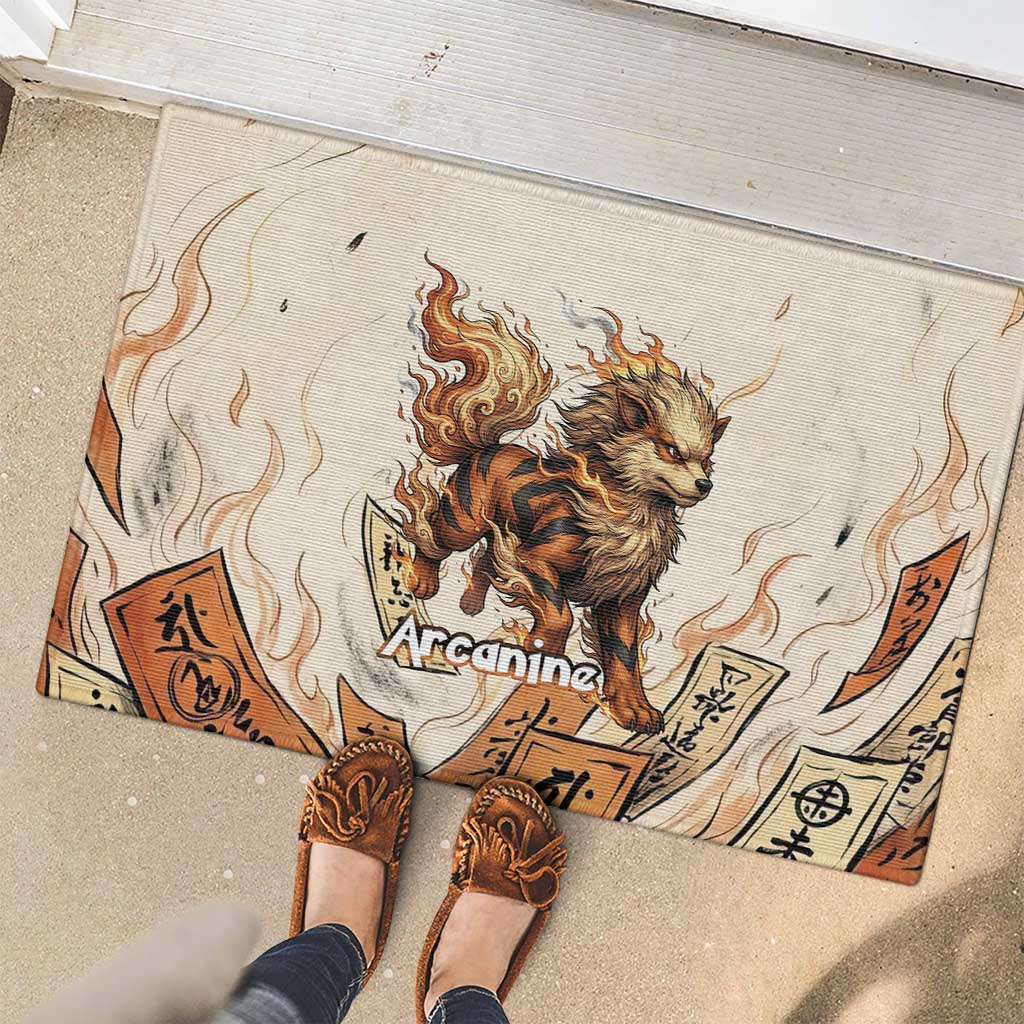 Arcanine Rubber Doormat Japanese Spell Tag Fire Art