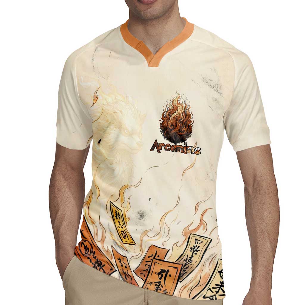 Arcanine Rugby Jersey Japanese Spell Tag Fire Art