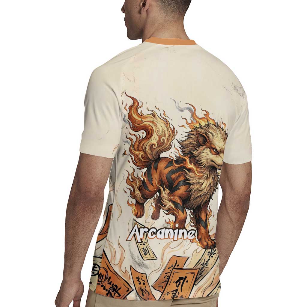 Arcanine Rugby Jersey Japanese Spell Tag Fire Art