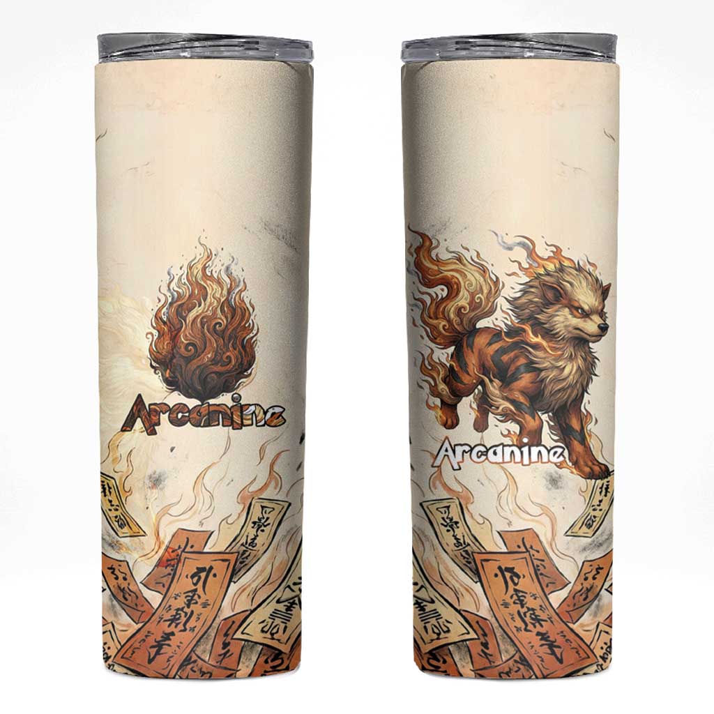 Arcanine Skinny Tumbler Japanese Spell Tag Fire Art