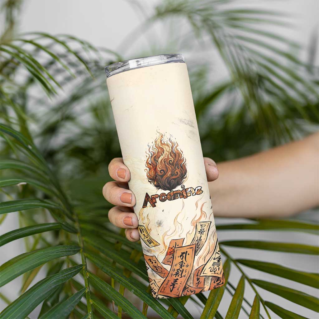 Arcanine Skinny Tumbler Japanese Spell Tag Fire Art