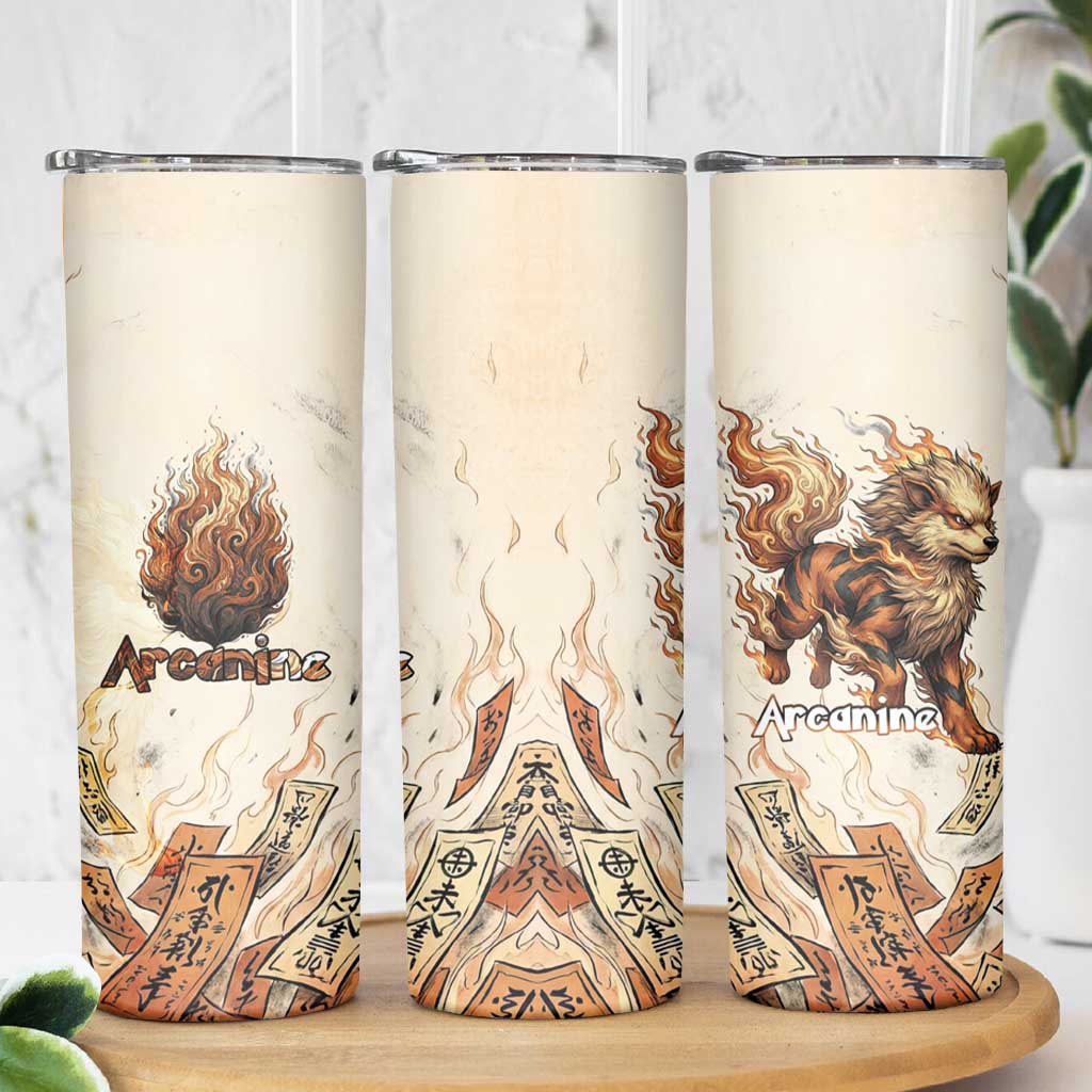 Arcanine Skinny Tumbler Japanese Spell Tag Fire Art