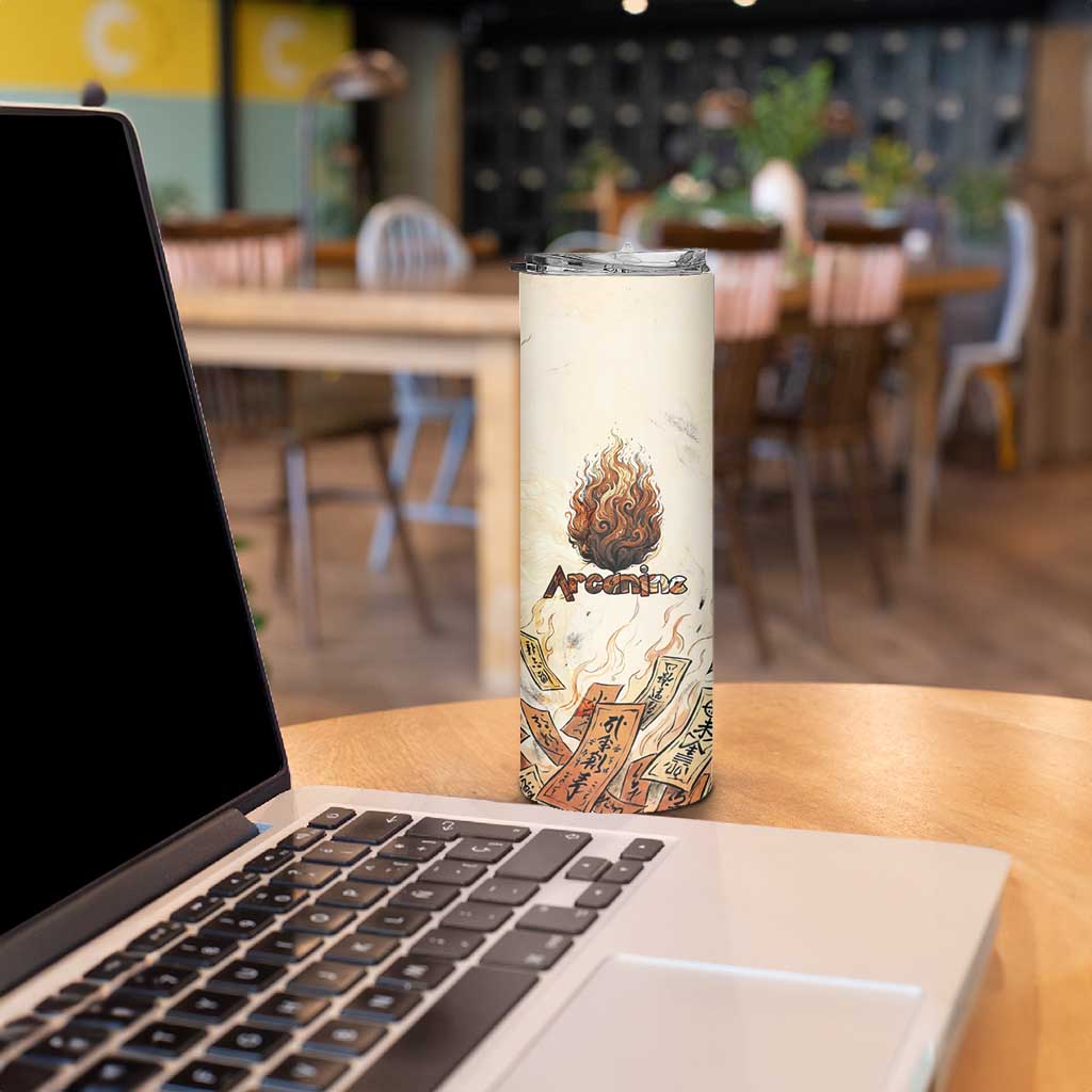 Arcanine Skinny Tumbler Japanese Spell Tag Fire Art