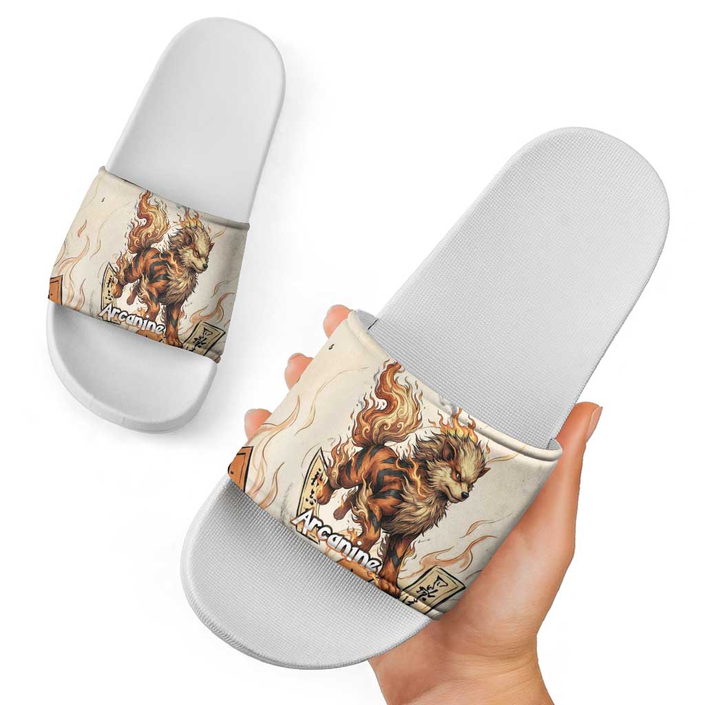 Arcanine Slide Sandals Japanese Spell Tag Fire Art