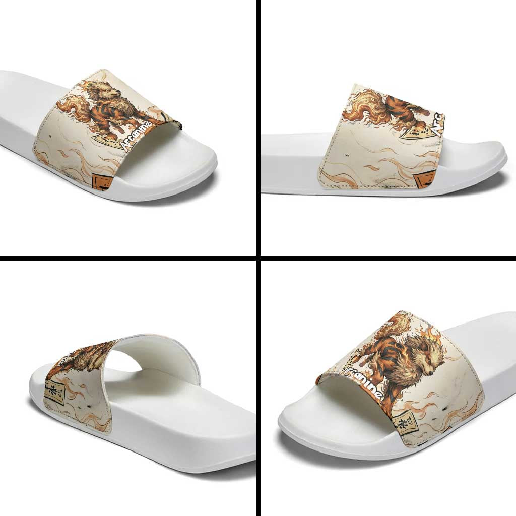 Arcanine Slide Sandals Japanese Spell Tag Fire Art