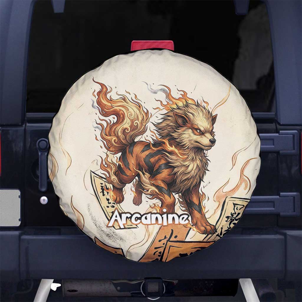 Arcanine Spare Tire Cover Japanese Spell Tag Fire Art