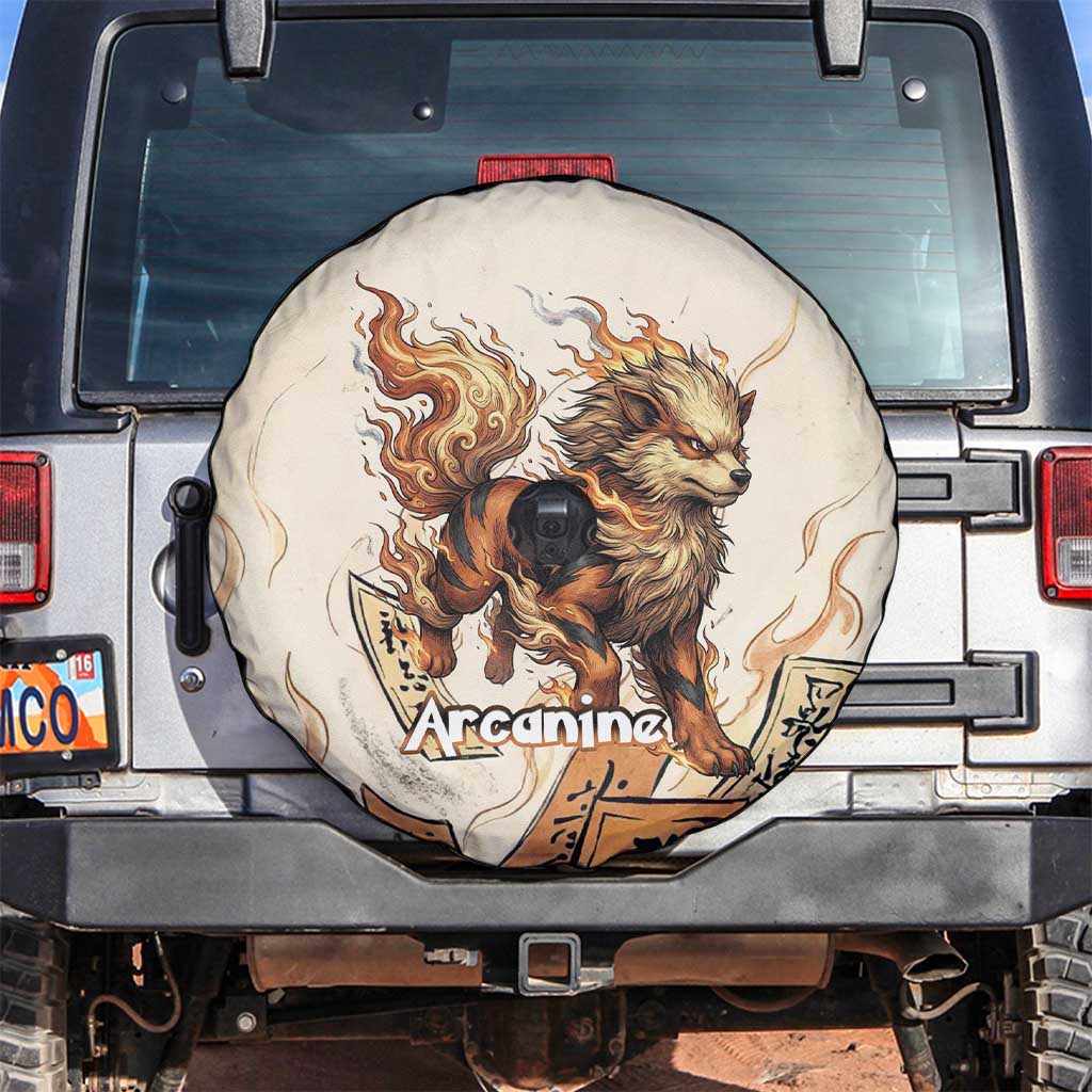 Arcanine Spare Tire Cover Japanese Spell Tag Fire Art