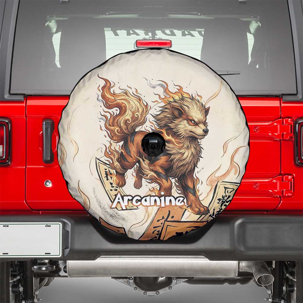 Arcanine Spare Tire Cover Japanese Spell Tag Fire Art