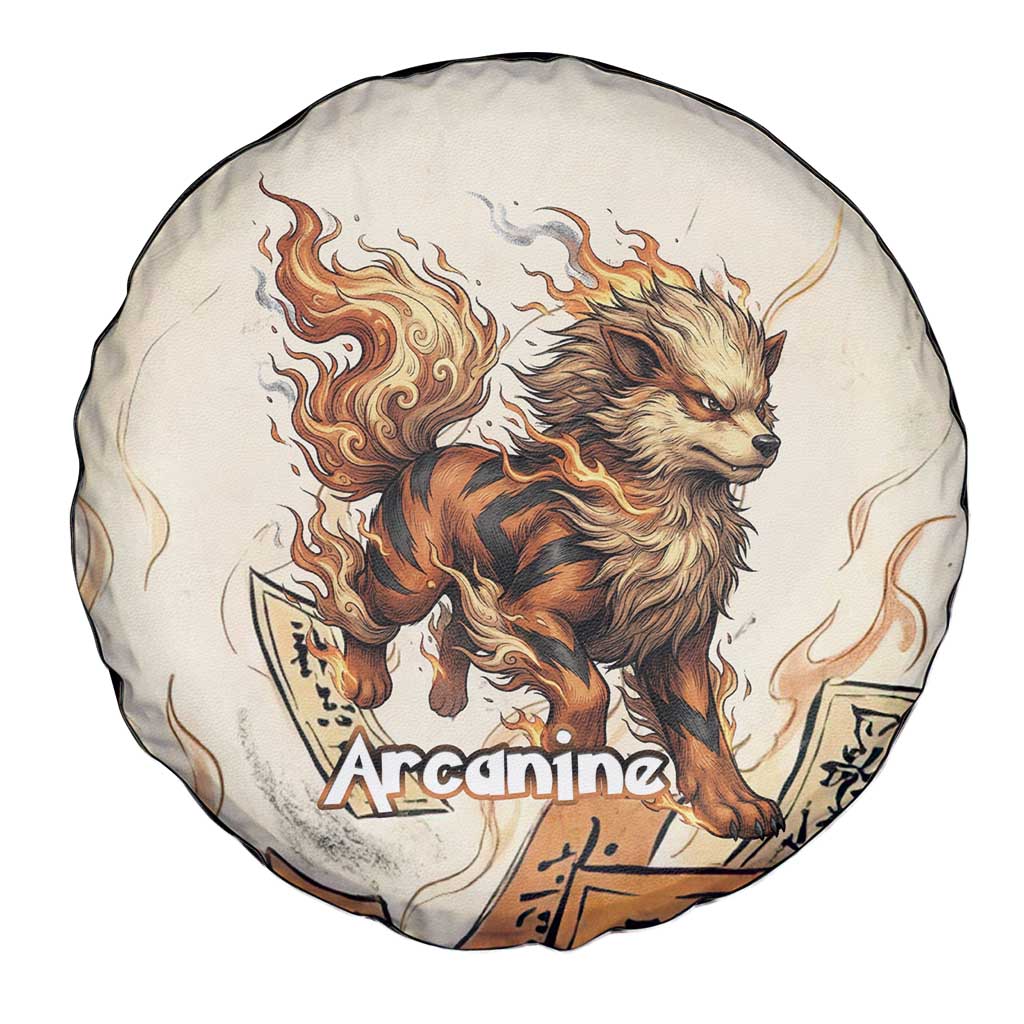 Arcanine Spare Tire Cover Japanese Spell Tag Fire Art