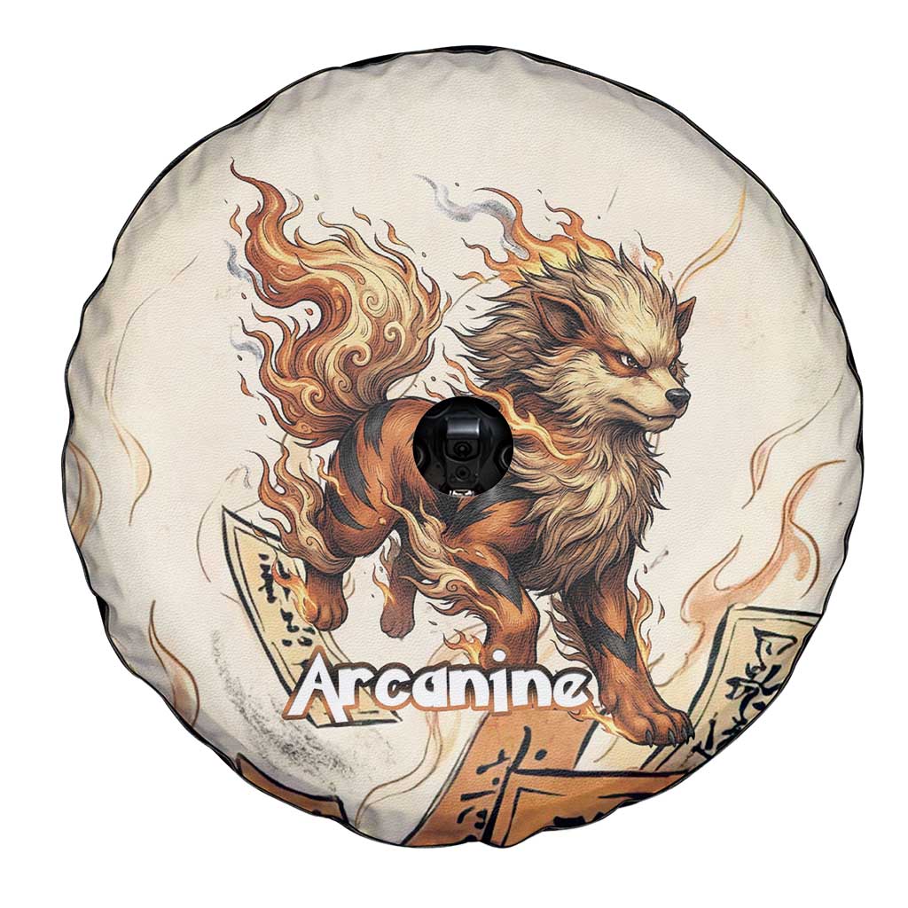 Arcanine Spare Tire Cover Japanese Spell Tag Fire Art