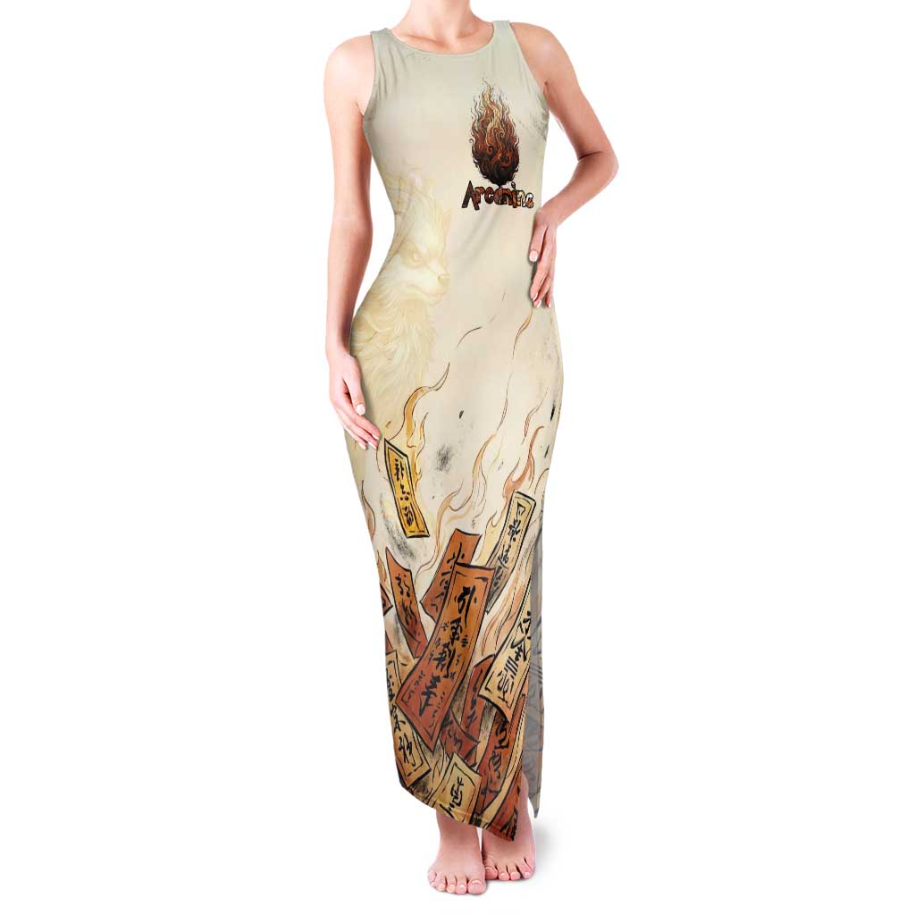 Arcanine Tank Maxi Dress Japanese Spell Tag Fire Art