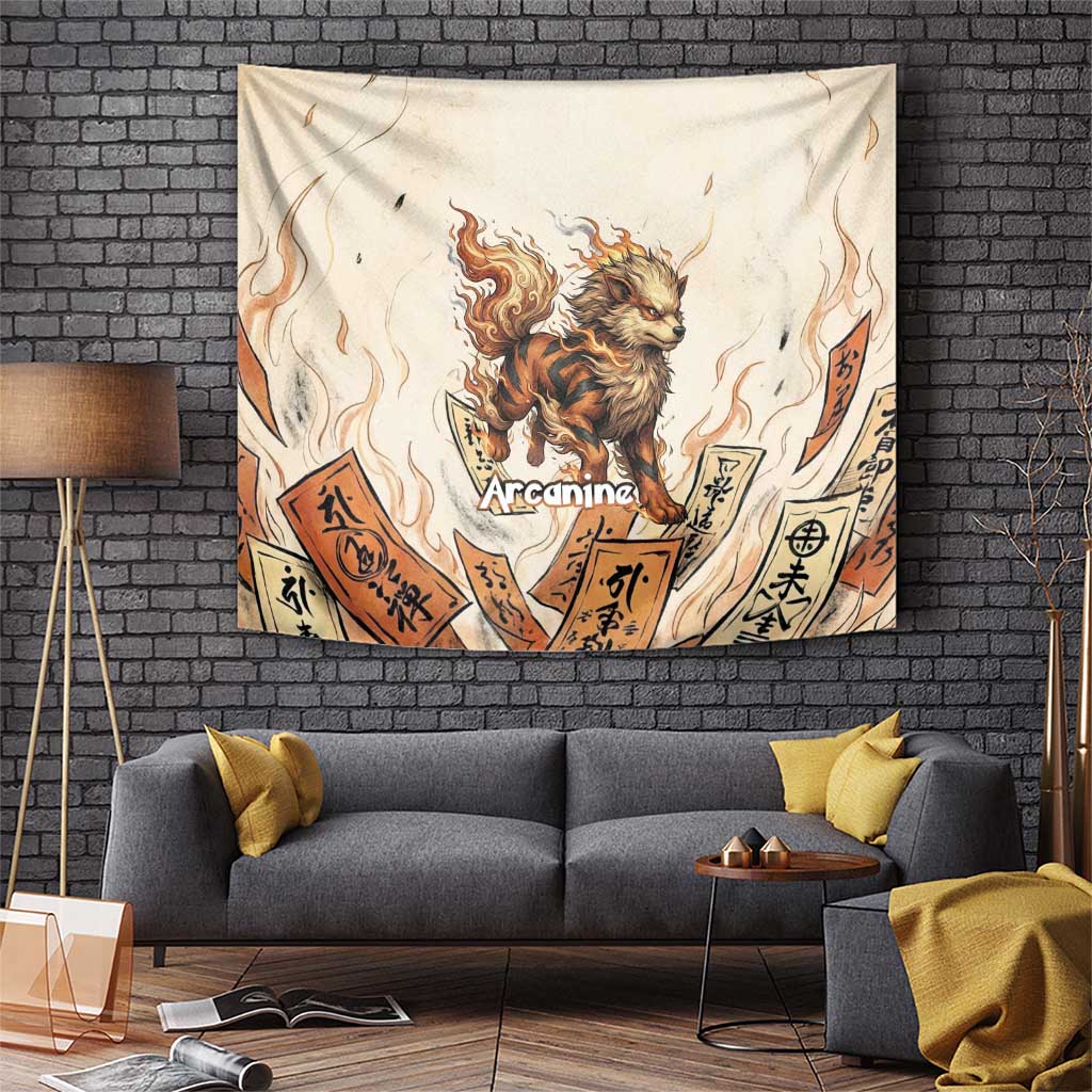 Arcanine Tapestry Japanese Spell Tag Fire Art