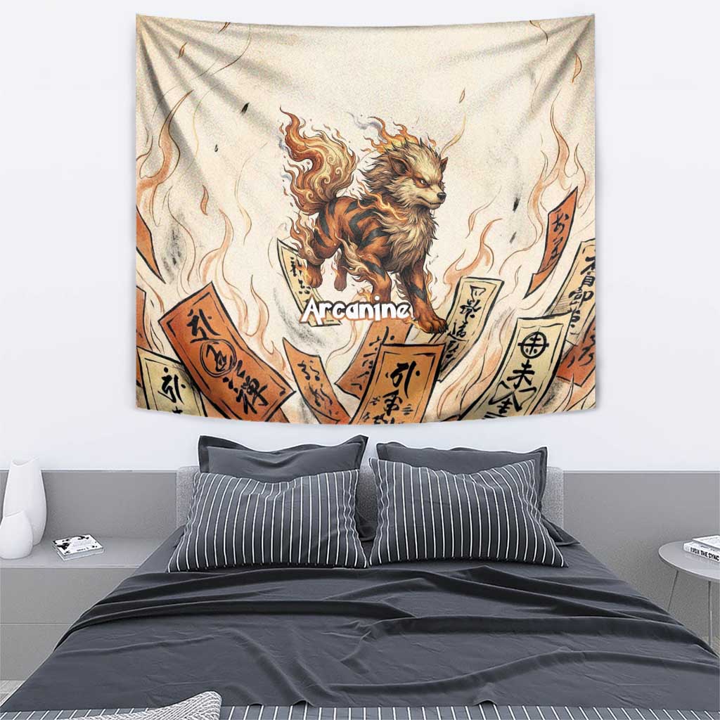 Arcanine Tapestry Japanese Spell Tag Fire Art