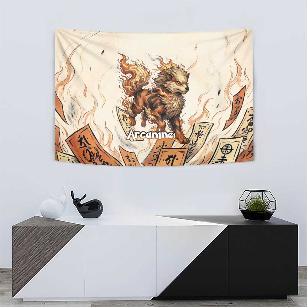 Arcanine Tapestry Japanese Spell Tag Fire Art