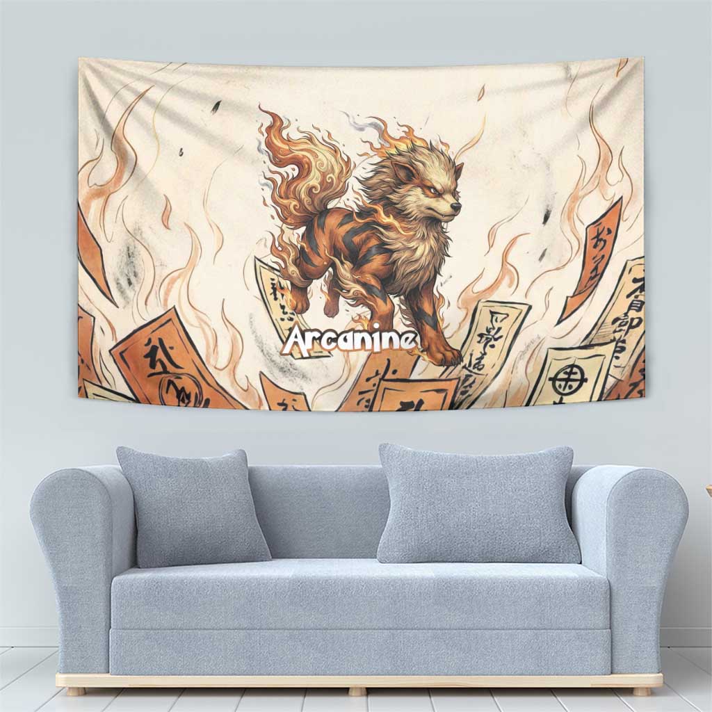 Arcanine Tapestry Japanese Spell Tag Fire Art