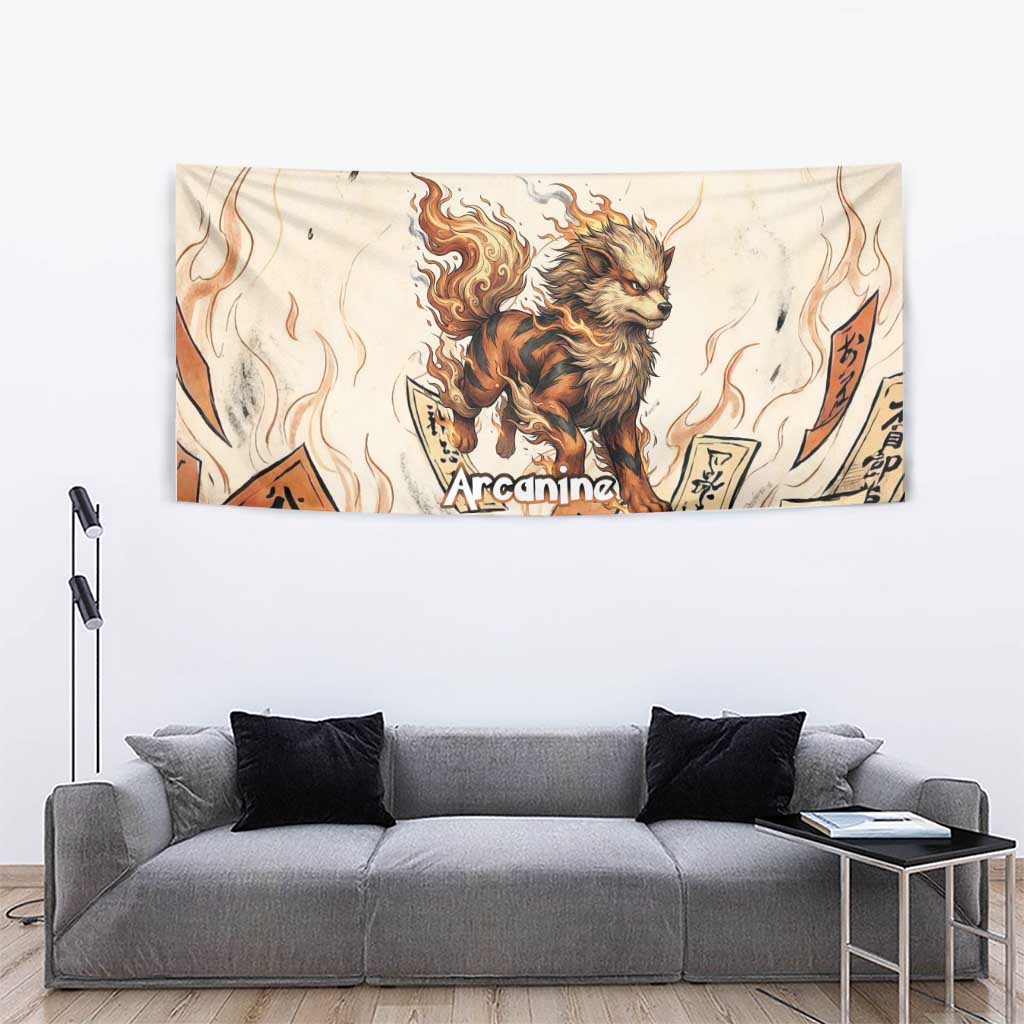 Arcanine Tapestry Japanese Spell Tag Fire Art