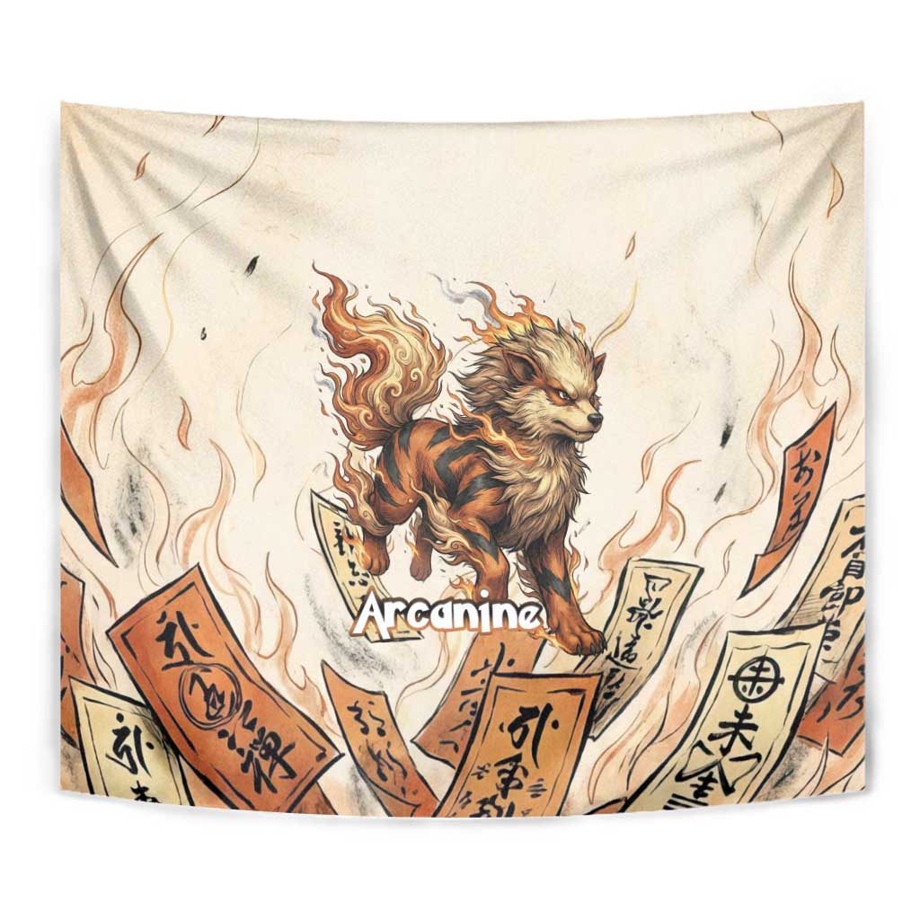 Arcanine Tapestry Japanese Spell Tag Fire Art