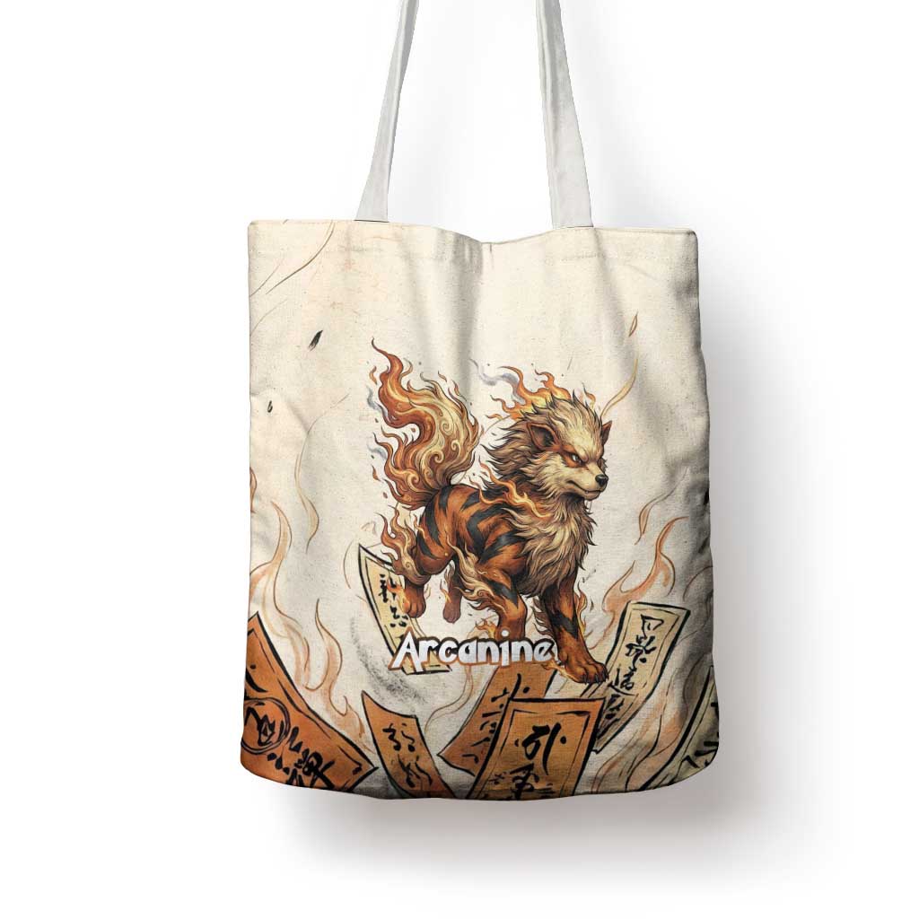 Arcanine Tote Bag Japanese Spell Tag Fire Art