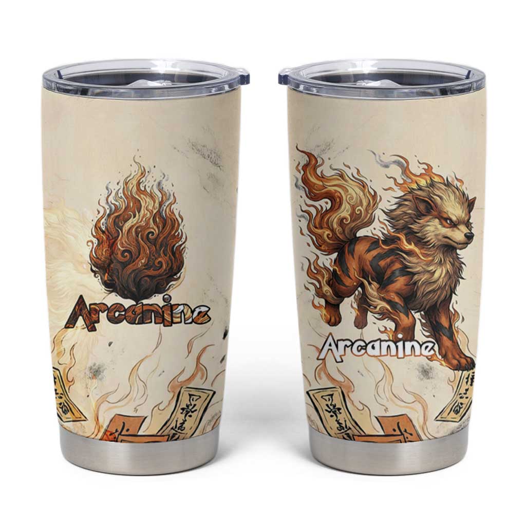 Arcanine Tumbler Cup Japanese Spell Tag Fire Art