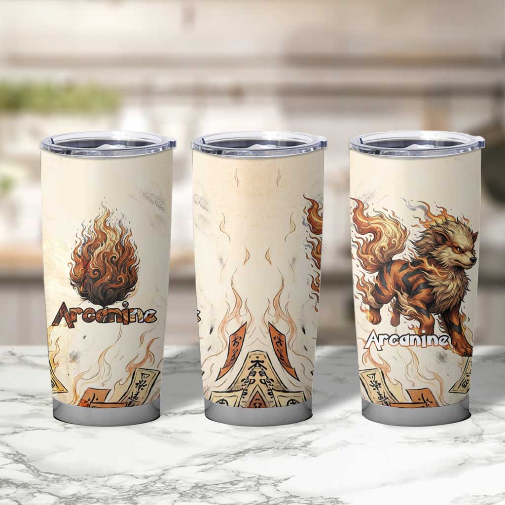 Arcanine Tumbler Cup Japanese Spell Tag Fire Art