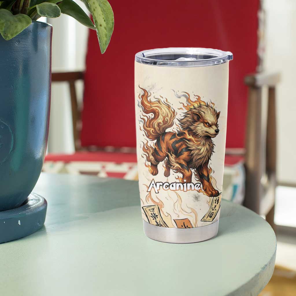 Arcanine Tumbler Cup Japanese Spell Tag Fire Art