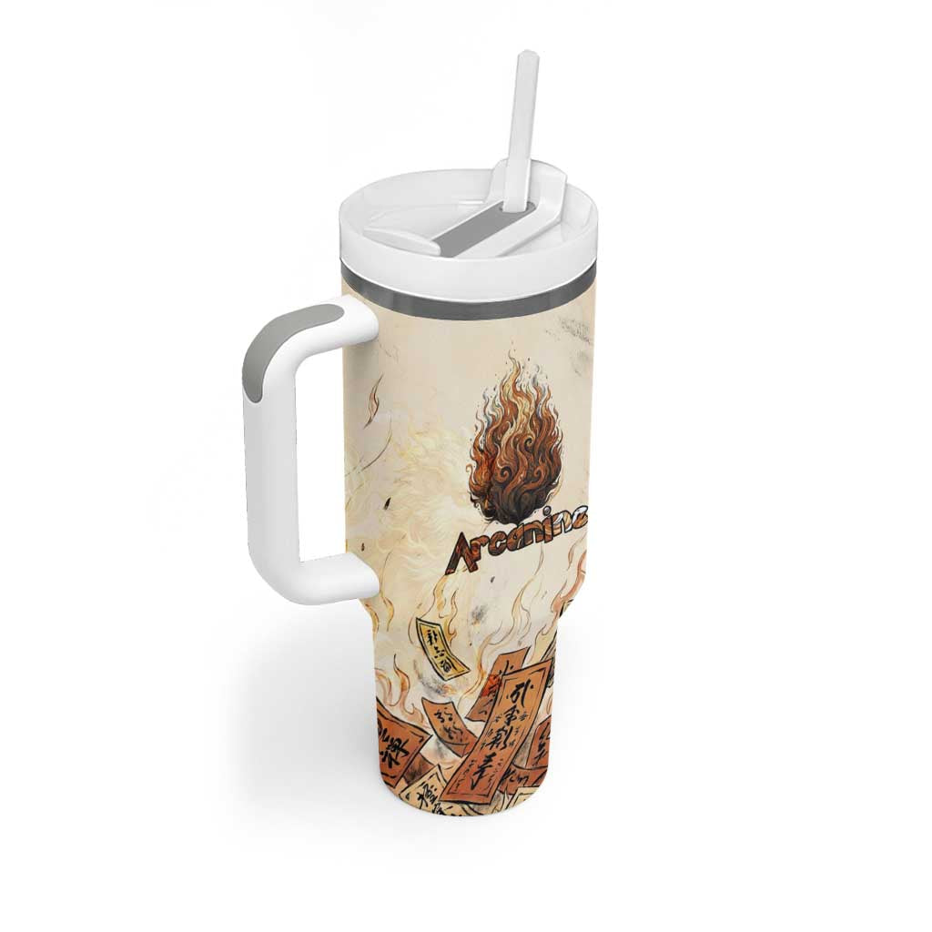 Arcanine Tumbler With Handle Japanese Spell Tag Fire Art